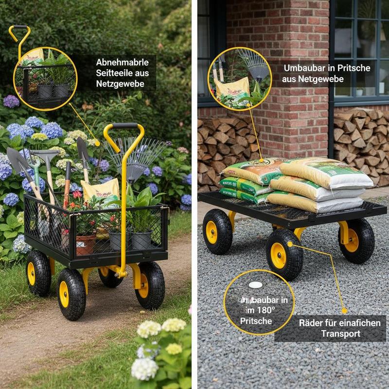 Steel Garden Cart 900 Lbs For  - Heavy Equipment Transporter บทวิจารณ์และราคา