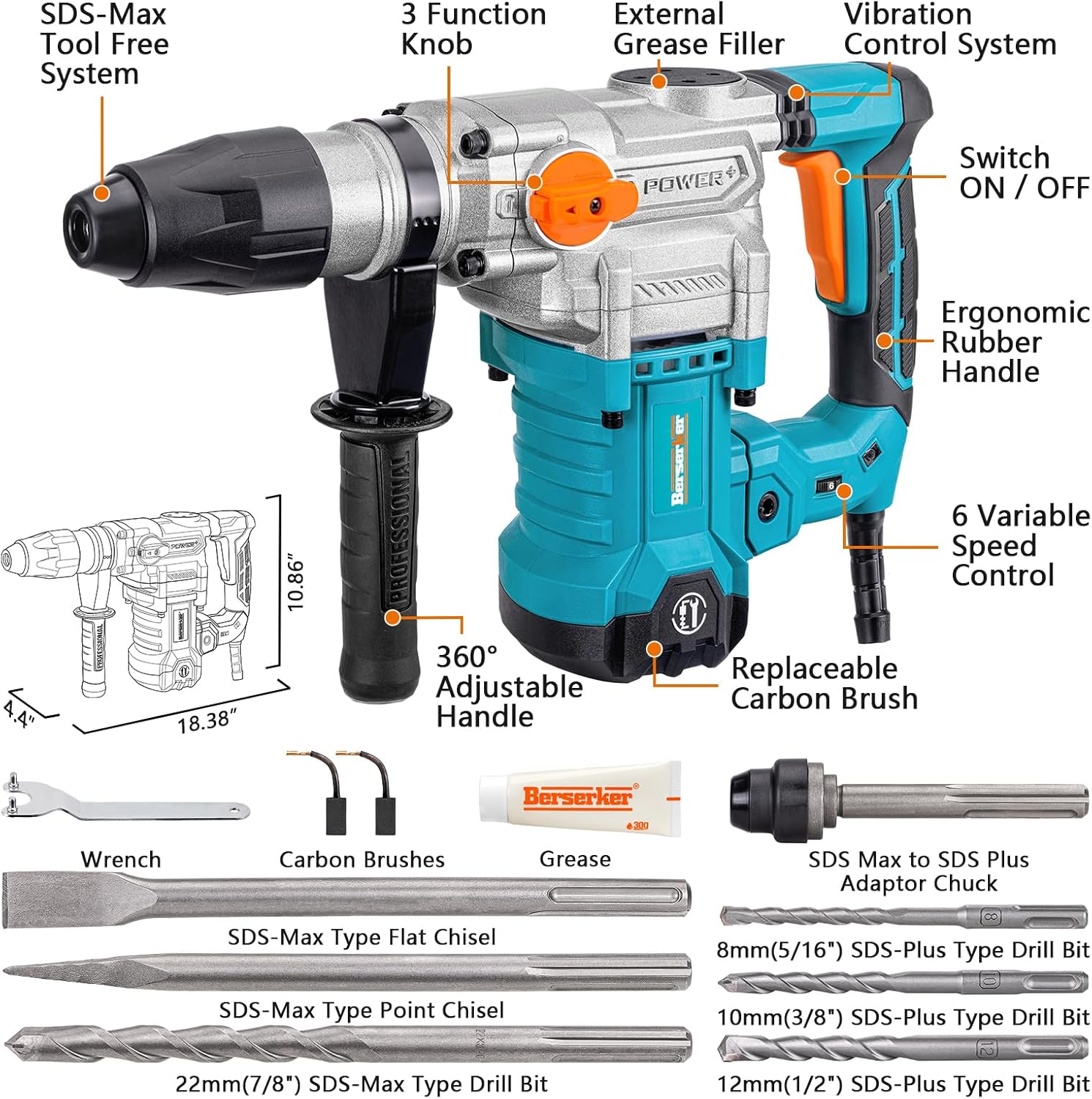 SDS-Max Rotary Hammer Drill 13 - Concrete Vibrator บทวิจารณ์และราคา