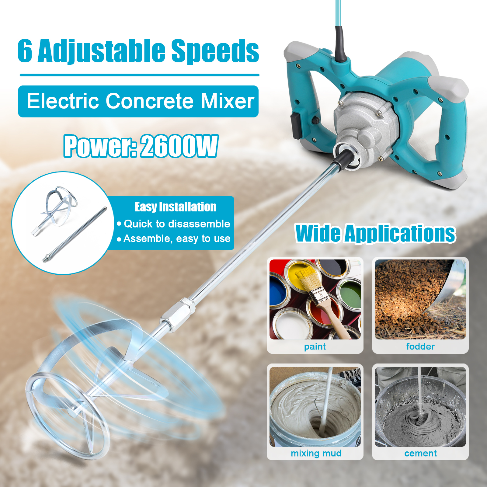 2600W Electric Concrete Mixer  - Concrete Mixer Machine บทวิจารณ์และราคา